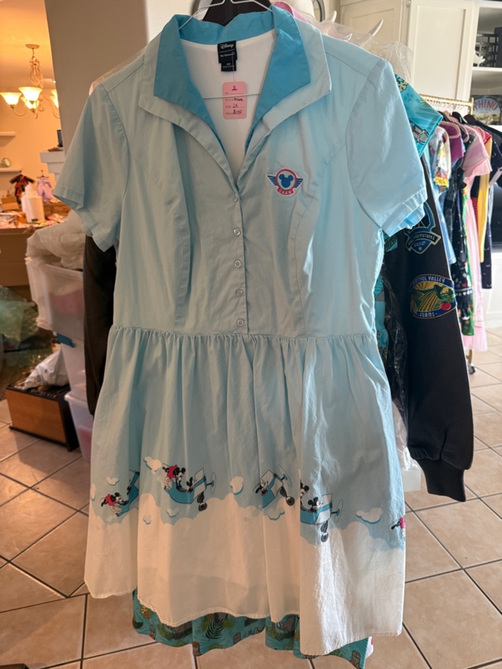 Disney Light Blue and White Minnie and Mickey Dapper dress